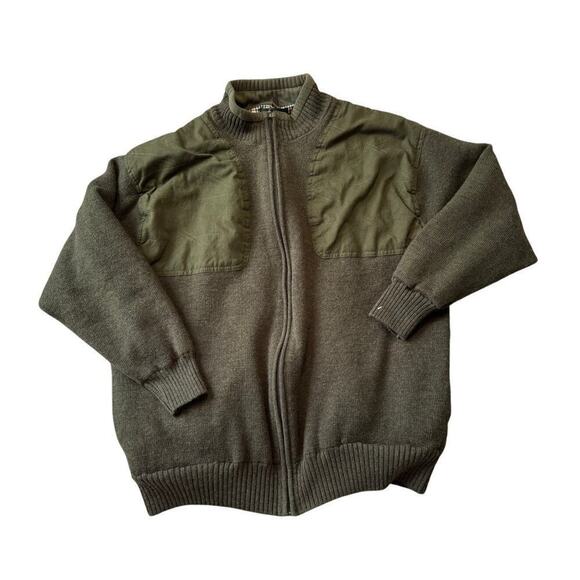 Orvis Other - Orvis 100% Wool shooting jacket Men's XL; Khaki Green, Full zip; leather pull